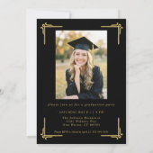Invitation Classic Black Gold Photo Graduation (Dos)