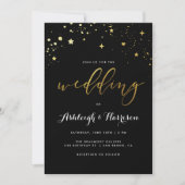Invitation Classic Black & Gold Star Confetti Mariage (Devant)