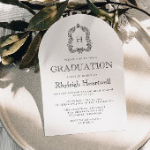 Invitation Classic Black Monogram Crest Arch Party