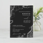 Invitation Classic Black Retro Voyage QR Code Mariage photo (Debout devant)