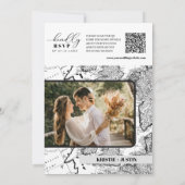 Invitation Classic Black Retro Voyage QR Code Mariage photo (Dos)
