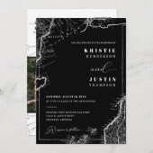 Invitation Classic Black Retro Voyage QR Code Mariage photo (Devant / Derrière)