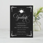 Invitation Classic Black White Photo Graduation (Debout devant)