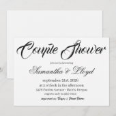 Invitation Classic Black & White Script Couples Bridal Shower (Devant / Derrière)
