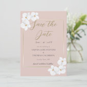 Invitation Classic Blanc Orchidées Aquarelle Rose Date de sau (Debout devant)