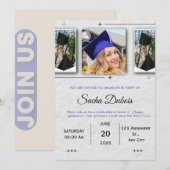 Invitation Classic Blue and Black Graduation (Devant / Derrière)