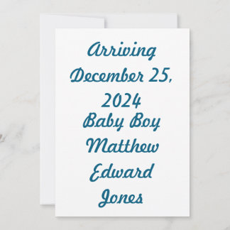 Invitation Classic Blue Baby Boy Stork Announcement Card