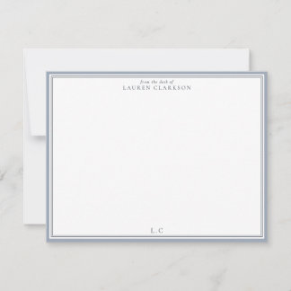 Invitation Classic Blue Border Monogram Stationery Note Card