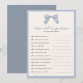 Invitation Classic Blue Bow Comment bien connaissez-vous le j (Devant / Derrière)
