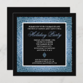 Invitation Classic Blue Damask Corporate Holiday Party (Devant / Derrière)
