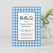 Invitation Classic Blue et White En vichy BBQ Pique-nique (Debout devant)