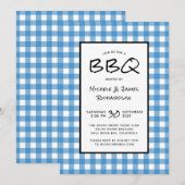 Invitation Classic Blue et White En vichy BBQ Pique-nique (Devant / Derrière)