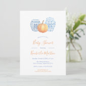 Invitation Classic Blue Ginger Jars Citrouille Baby shower (Debout devant)
