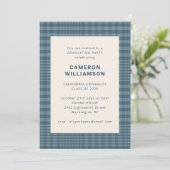 Invitation Classic Blue Glen Plaid Simple Stylish Graduation (Debout devant)