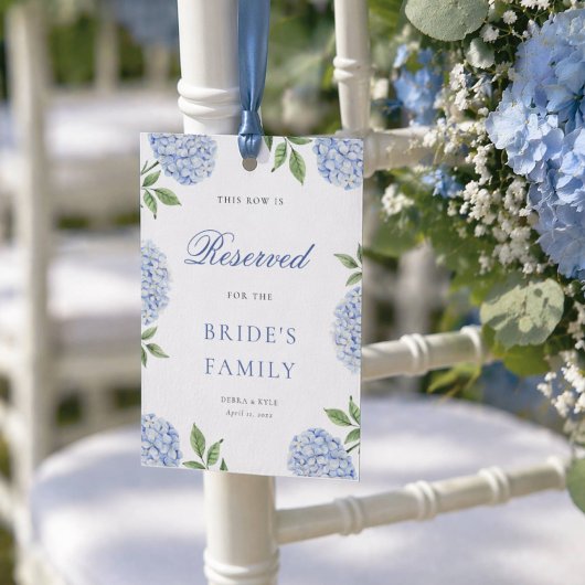 Invitation Classic Blue Hydrangea Border Reserved Row Card