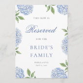 Invitation Classic Blue Hydrangea Border Reserved Row Card (Devant)