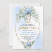 Invitation Classic Blue Hydrangeas Eucalyptus Quince Invite (Devant)
