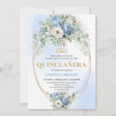 Invitation Classic Blue Peonies Greenery 15th Birthday Invite (Devant)
