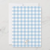 Invitation Classic Blue Plaid Horse Rocking Baby Boy Douche (Dos)