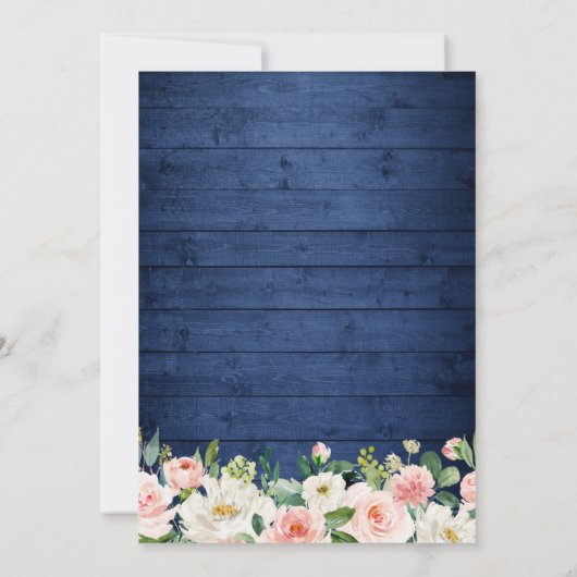 Invitation Classic Blue String éclaire Floral Anniversaire (Dos)
