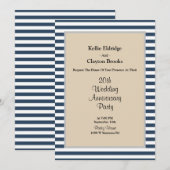Invitation Classic Blue Stripes Mariage fête d'anniversaire (Devant / Derrière)