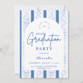 Invitation Classic Blue Toile Graduation Party (Devant)