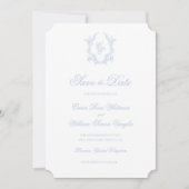 Invitation Classic Blue Wedding Crest Save The Date Invite (Devant)