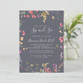 Invitation Classic Blue Wild Floral Sip et Voir (Debout devant)