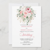 Invitation Classic Blush Peonies Gold Floral Wedding Invite (Devant)