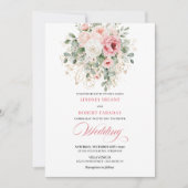 Invitation Classic Blush Peonies Gold Floral Wedding Invites (Devant)