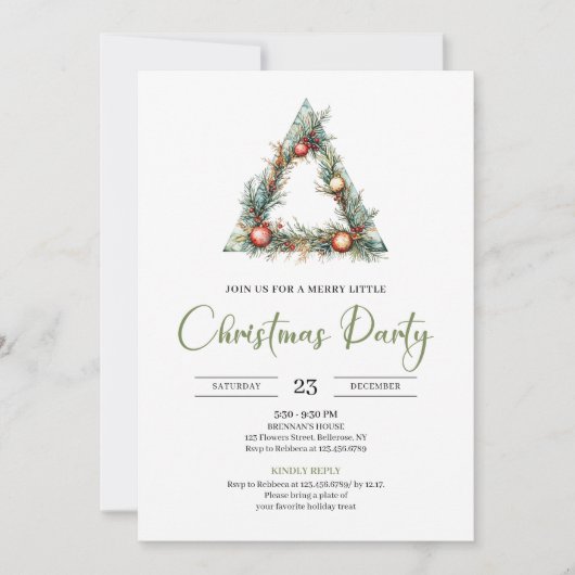 Invitation Classic Bohemian Watercolor Botanical Christmas (Devant)
