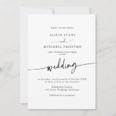 Invitation Classic Boho Minimalist Script Wedding Photo (Devant)