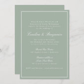 Invitation Classic Border Script Elegant Wedding Sage RSVP (Devant / Derrière)