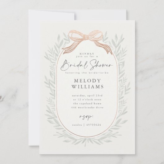 Invitation Classic Bow Bridal Shower (Devant)