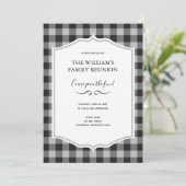 Invitation Classic Buffalo Plaid Check Black White Event (Debout devant)