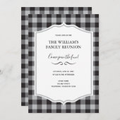 Invitation Classic Buffalo Plaid Check Black White Event (Devant / Derrière)