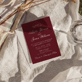 Invitation Classic Burgundy Fancy Old Money QR Code Wedding