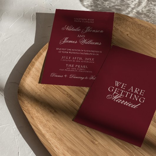 Invitation Classic Burgundy Fancy Old Money Retro Wedding