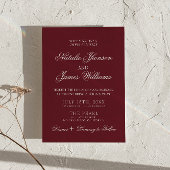 Invitation Classic Burgundy Fancy Old Money Retro Wedding
