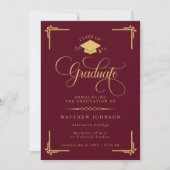 Invitation Classic Burgundy Gold Graduation (Devant)