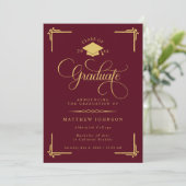 Invitation Classic Burgundy Gold Graduation (Debout devant)