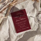 Invitation Classic Burgundy Old Money QR Code Photo Wedding