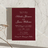 Invitation Classic Burgundy Old Money QR Code Photo Wedding