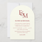Invitation Classic Burgundy Red Monogram Minimalist Wedding (Devant)