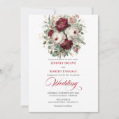 Invitation Classic Burgundy White Watercolor Wedding Invite (Devant)
