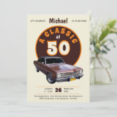 Invitation Classic Car Fun Retro 50th Birthday Party (Debout devant)