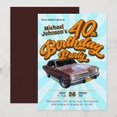 Invitation Classic Car Retro Amusants Vintage 40e anniversair (Devant / Derrière)