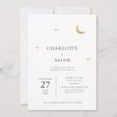 Invitation Classic Celestial Gold Moon Stars Mariage photo (Devant)