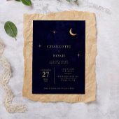Invitation Classic Celestial Midnight Gold Moon Stars Mariage