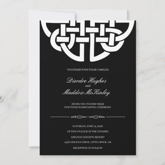 Invitation Classic Celtic Knot Black & White Handfasting (Devant)